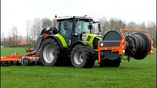 Zode bemesten met Schouten 840  Claas Arion 530 Van Adrichem Noordbroek [upl. by Lleumas]