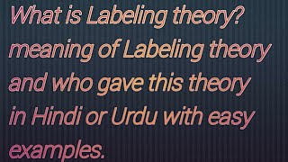 Labeling TheoryCriminology Theory meaning of Labeling Theory in Hindi or Urdu sociology [upl. by Janaya134]