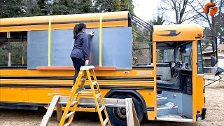 Couple Transforms Bus into Amazing Mobile Home  Start to Finish Build by lifeanywhere [upl. by Monroe]