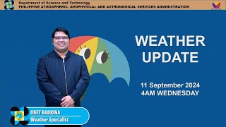 Public Weather Forecast issued at 4AM  September 11 2024  Wednesday [upl. by Viens]