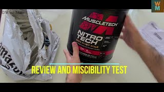 MuscleTech Nitro Tech 100 Whey Protein Review and Miscibility Test [upl. by Reahard588]