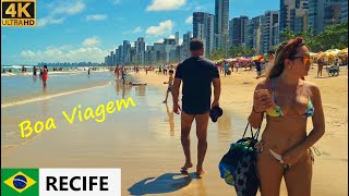 🇧🇷 Boa Viagem beach on sunny day Recife PE Brazil 4K beach walk [upl. by Ruon]