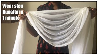 HOW TO WEAR A STEP DUPPATTAShawl  SIMPLE EASY DIY WITH SAFETYPIN TO PLEAT DUPPATTA  TAMIL [upl. by Sup152]