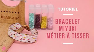 TUTO  Bracelet perles Miyuki au Métier à Tisser Bordures en Cuir [upl. by Coleen]