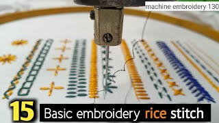 Basic embroidery stitch for beginners  Machine embroidery for beginners  embroidery stitch [upl. by Ayotyal]