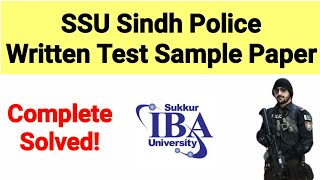 SSU Written Test Sample Paper Solved  SSU Written Test Preparation  SSU Sindh Police Written Test [upl. by Hagai]