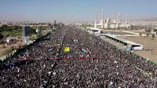 Massive protests in Yemen after US British strikes [upl. by Schoenberg]