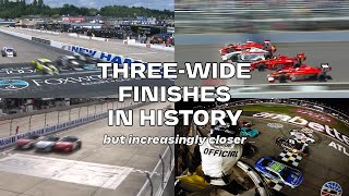 Every Final Lap of All Threewide Finishes in Motorsport History but theyre increasingly closer [upl. by Nive968]