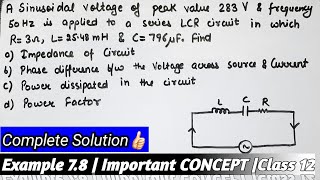 A sinusoidal voltage of peak value 283 V Ncert solved Example 78 Alternating Current Class 12 [upl. by Elitnahc]