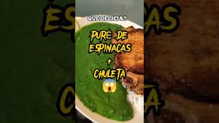 short PURÉ DE ESPINACAS con CHULETA 😋 Suscríbete para más vídeos así✅ [upl. by Gadmon267]