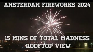 Live Amsterdam Fireworks  Vuurwerk  2024 Rooftop View Over Amsterdam City  Happy New Year [upl. by Dannica]