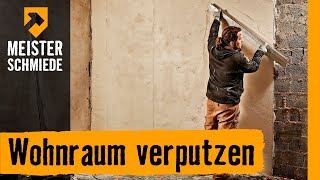 Wohnraum verputzen  HORNBACH Meisterschmiede [upl. by Sikras]