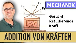 Addition von Kräften in der Ebene  Resultierende  Zentrales Kraftsystem Gleichgewichtsbedingungen [upl. by Nomrac597]