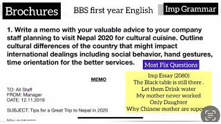 How to write memo  Brochure Grammar BBS first year Business English betterlifestyle717 [upl. by Adala]