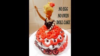 No Oven No Mould Doll Cake Recipeआप भी बना सकते बिना ओवन एग्ग्लेस डॉलकेक बनानेका बहुत ही आसान तरीका [upl. by Adnesor50]