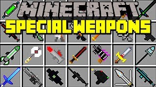 Minecraft SPECIAL WEAPONS MOD  BAZOOKAS RAY GUNS LASERS OP SWORDS amp MORE  Modded MiniGame [upl. by Ilenay]