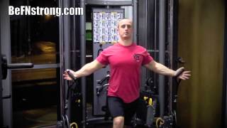 Standing Incline Cable Fly Male Trainer BeFNstrongcom [upl. by Laforge]