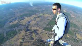 Base jump off 2000 foot tower [upl. by Shelman]