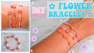 DIY seed bead flower bracelet EASY [upl. by Halyak]