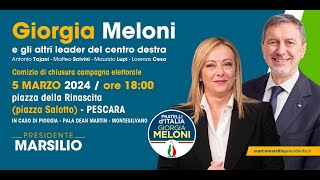 In diretta da Pescara chiusura campagna per Marsilio Presidente Interviene Giorgia Meloni [upl. by Sudnak]