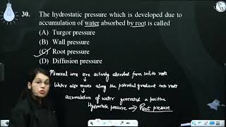 The hydrostatic pressure which is developed due to accumulation of water absorbed by root is cal [upl. by Herzen]