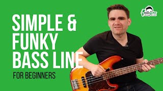 Simple amp Funky Bass Line For Beginners  with PDF and a Backing Track in the Video [upl. by Kalam]