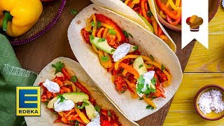 Fajitas Rezept  Vegetarische Tortillas gefüllt mit Jackfruit und Avocado  EDEKA [upl. by Niwde]