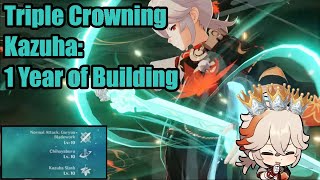 Triple Crowning Kazuha 1 Year of Building F2P [upl. by Niamert885]