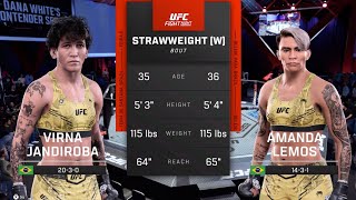 UFC on ESPN 60 Virna Jandiroba vs Amanda Lemos Strawweight Fight Simulation 🇧🇷🇧🇷👊🎮 Las Vegas [upl. by Now]