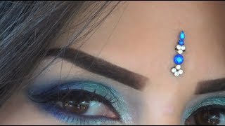 N°16 YANKEE BLUES BEGINNER MAKEUP TUTORIAL CON BANDANA  INDIAN BINDI ARABIC BOLLYWOOD [upl. by Enela]