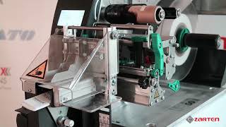 Novexx XLP 504 printer with cutter and stacker TCS to care labels nylon satin  Zarten [upl. by Abla269]