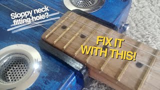 Fixing Cigar Box Guitar Sloppy Fitting Hole for Your Neck cigarboxguitar [upl. by Nerak604]