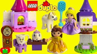 Genie Builds Princess Belles Tea Party Lego Duplo 10877 and Rapunzels Tower 10878 [upl. by Yleve]