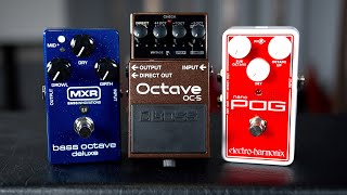 BASS OCTAVE SHOOTOUT  Boss OC5 vs MXR Bass Octave Deluxe vs EHX Nano POG [upl. by Weitzman928]