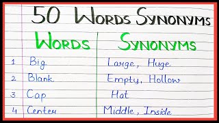 50 Synonyms words in english  what is synonyms of  English synonyms [upl. by Ingrid774]