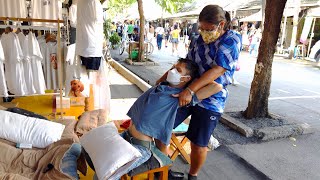 Thai STREET MASSAGE at CHATUCHAK Weekend Market in Bangkok [upl. by Waki]