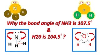 NH3 Pyramidal  H2O Bent  Molecular Shape and Bond Angles  sp3 Hybridization in H2O and NH3 [upl. by Urban]