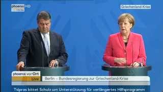 Griechenland PK von Angela Merkel und Sigmar Gabriel am 29062015 [upl. by Burhans]