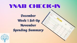 YNAB Week 1 CheckIn  December 2023  November Spending Summary  Tough Road Ahead [upl. by Drwde]