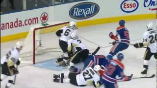 NHL FaceOff Ryan NugentHopkins First NHL Goal vs Pittsburgh  Oilers Sportsnet [upl. by Aneekat]