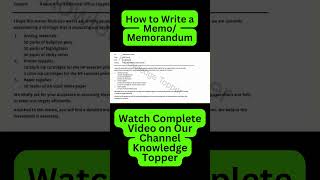 How to Write Memo or Memorandum in English  Business Communication shorts memo knowledgetopper [upl. by Hoyt]