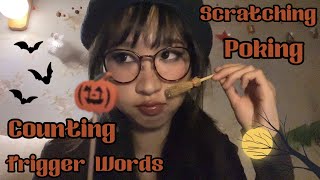 ASMR real camera Scratching Pokingmouth sounds trigger words countingwith Halloween items [upl. by Burton]