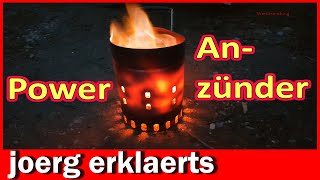 Grillkohle anzünden mit SUPERZÜNDER bei jedem Wetter Grillkohlebriketts sofort durch Tutorial [upl. by Afrika683]