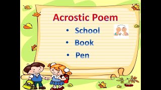 Acrostic Poem  School Book amp Pen [upl. by Kimbell900]