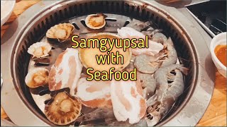 Samyupsal with seafood at Yakiniku Fusion Buffet Quezon city [upl. by Ursulina]