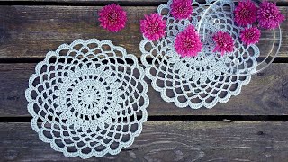 Simple Crochet Doily Tutorial Easy For Beginners [upl. by Kate]