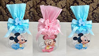 Decoraciones para BABY SHOWER con botellas de plástico FÁCIL Y RÁPIDO 🎀💙 [upl. by Adnileb892]