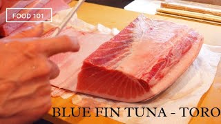 How to prepare Blue Fin Tunas Belly Toro  Sushi Chef Skill [upl. by Aldred]