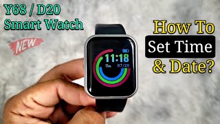 HOW TO SET THE TIME AND DATE ON Y68 SMARTWATCH  TUTORIAL  ENGLISH [upl. by Bayer747]