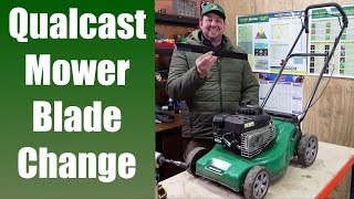 Qualcast Lawn Mower blade change fit or replacement tutorial instructions Part number 933206 [upl. by Acissey]